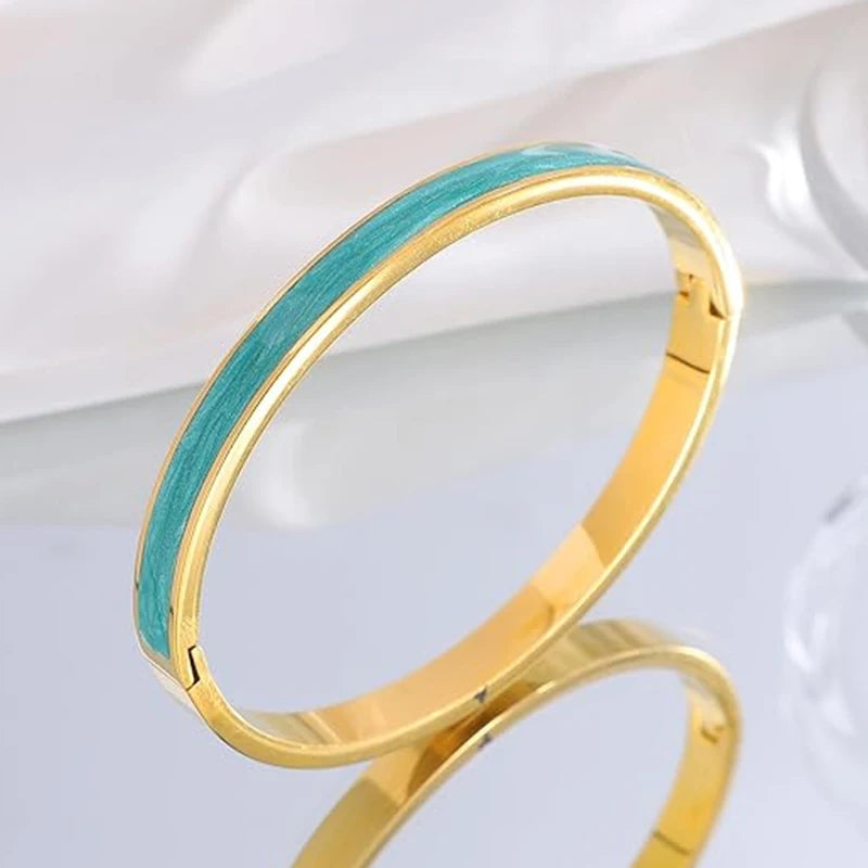 Bracelet Femme Bangle Acier Inoxydable Plaqué Or - Élégant et Tendance 2025 3