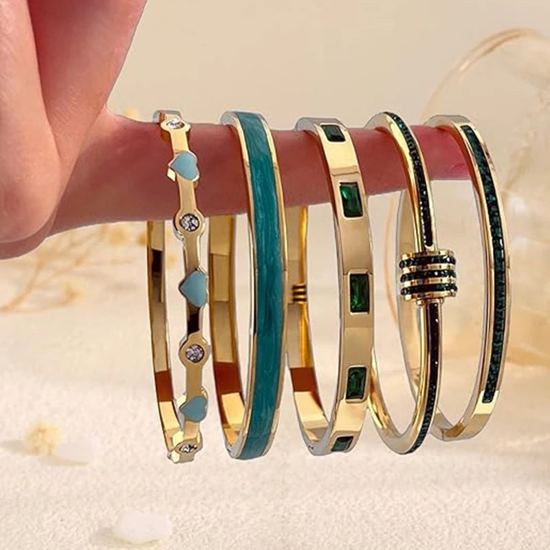Bracelet Femme Bangle Acier Inoxydable Plaqué Or - Élégant et Tendance 2025 5