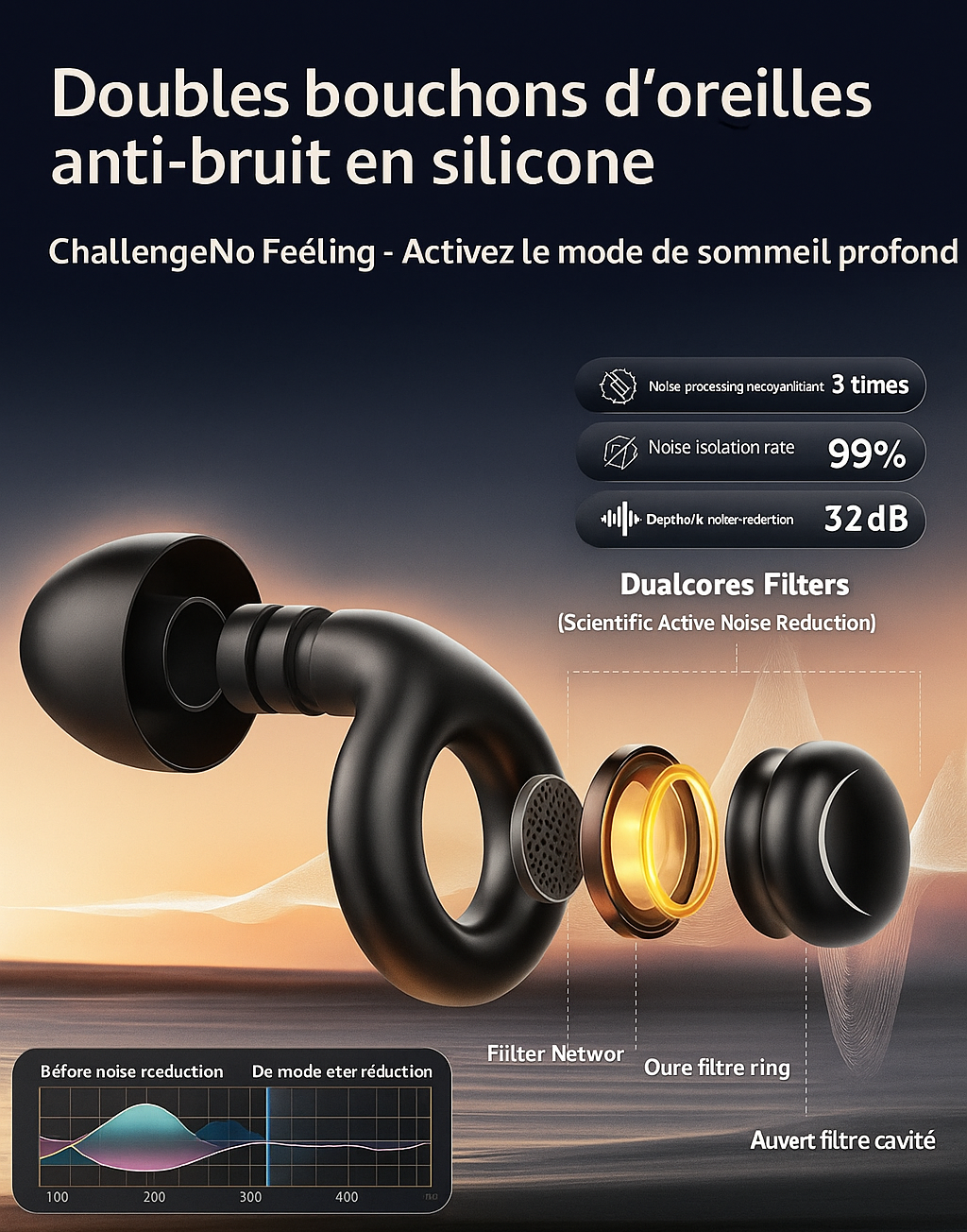 Bouchons D'Oreilles Anti Bruit En Silicone - Idéal Pour Dormir Et Activités