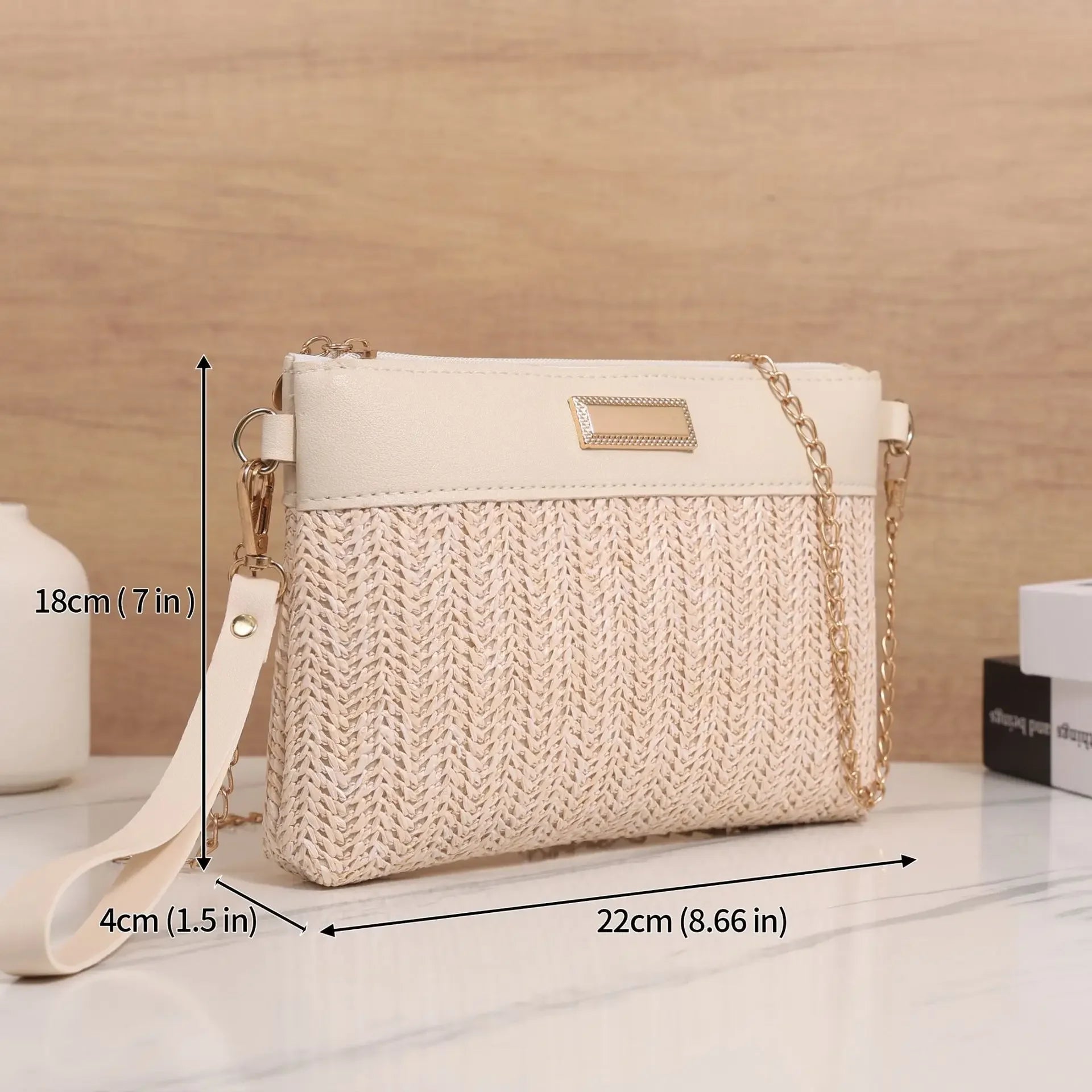 Sac à main femme Beige Taille Unique Polyester Compact Minimaliste 4