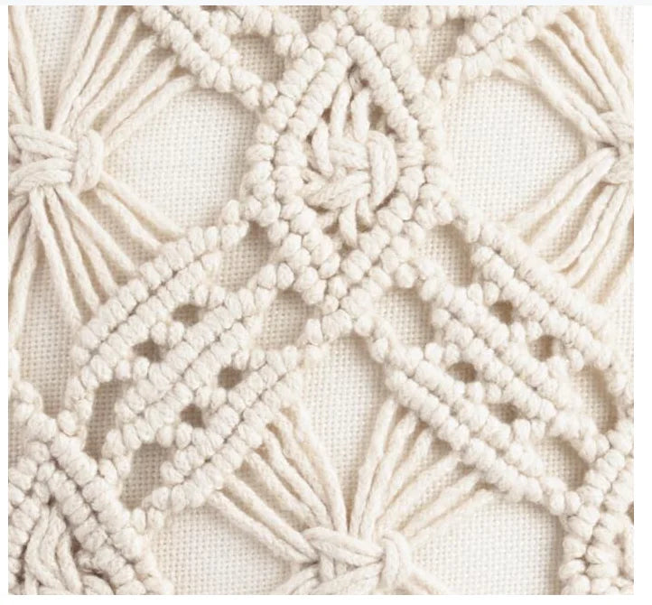 Housse de Coussin Macramé en Coton 100% – Élégant Style Bohème, 45x45 cm