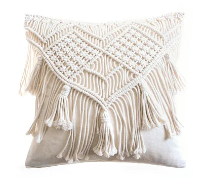 Variant image for Housse de Coussin en Macramé Artisanale 40x40 cm en Coton - Design Bohème Élégant pour Intérieur et Extérieur-19