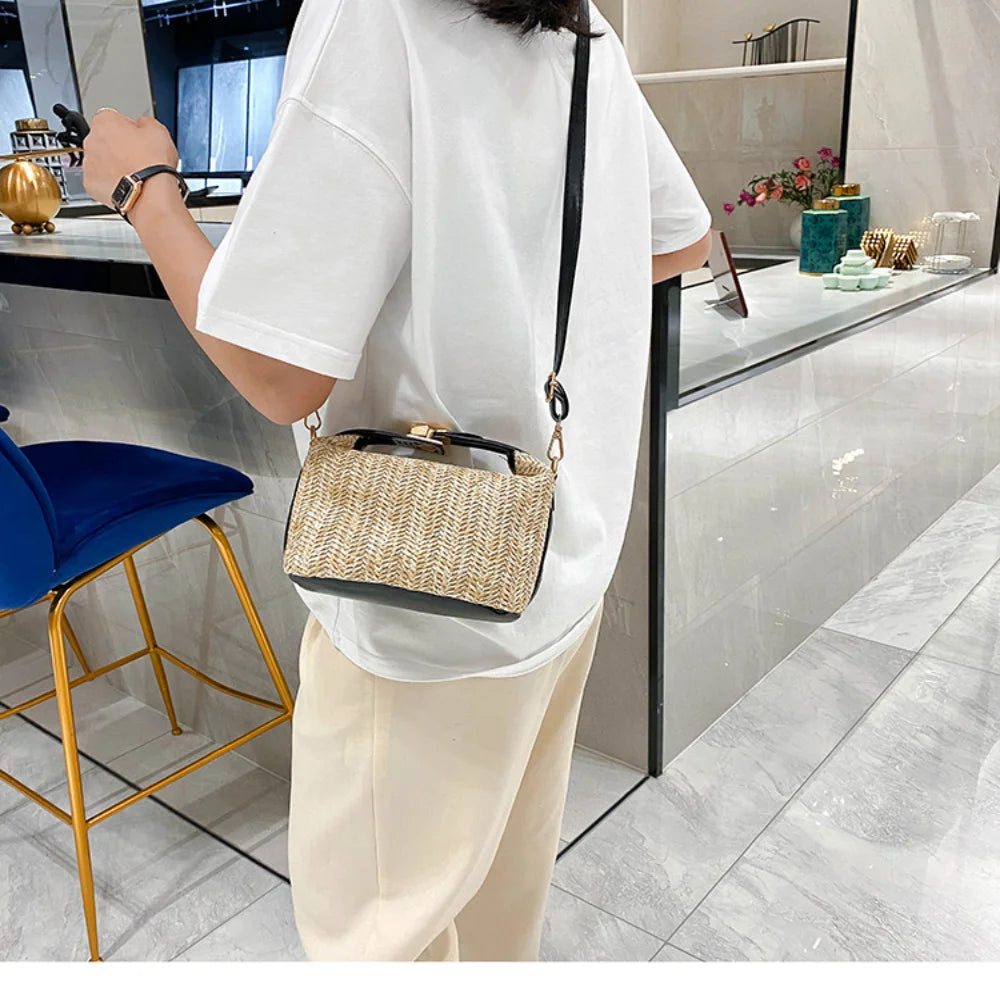Sac à main femme Paille Tissé Taille Unique Rétro Mode Japonais et Coréen 5