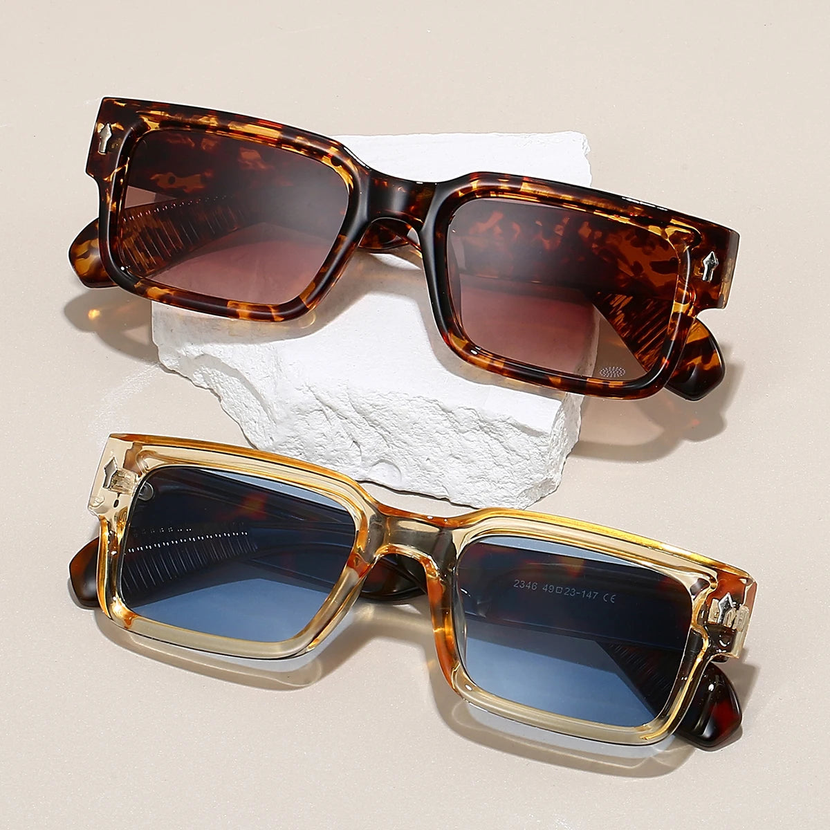 Lunettes de Soleil Carrées Ergonomiques avec Bras en Écaille de Tortue et Verres UV400 – Style Rétro Moderne pour Homme et Femme 4