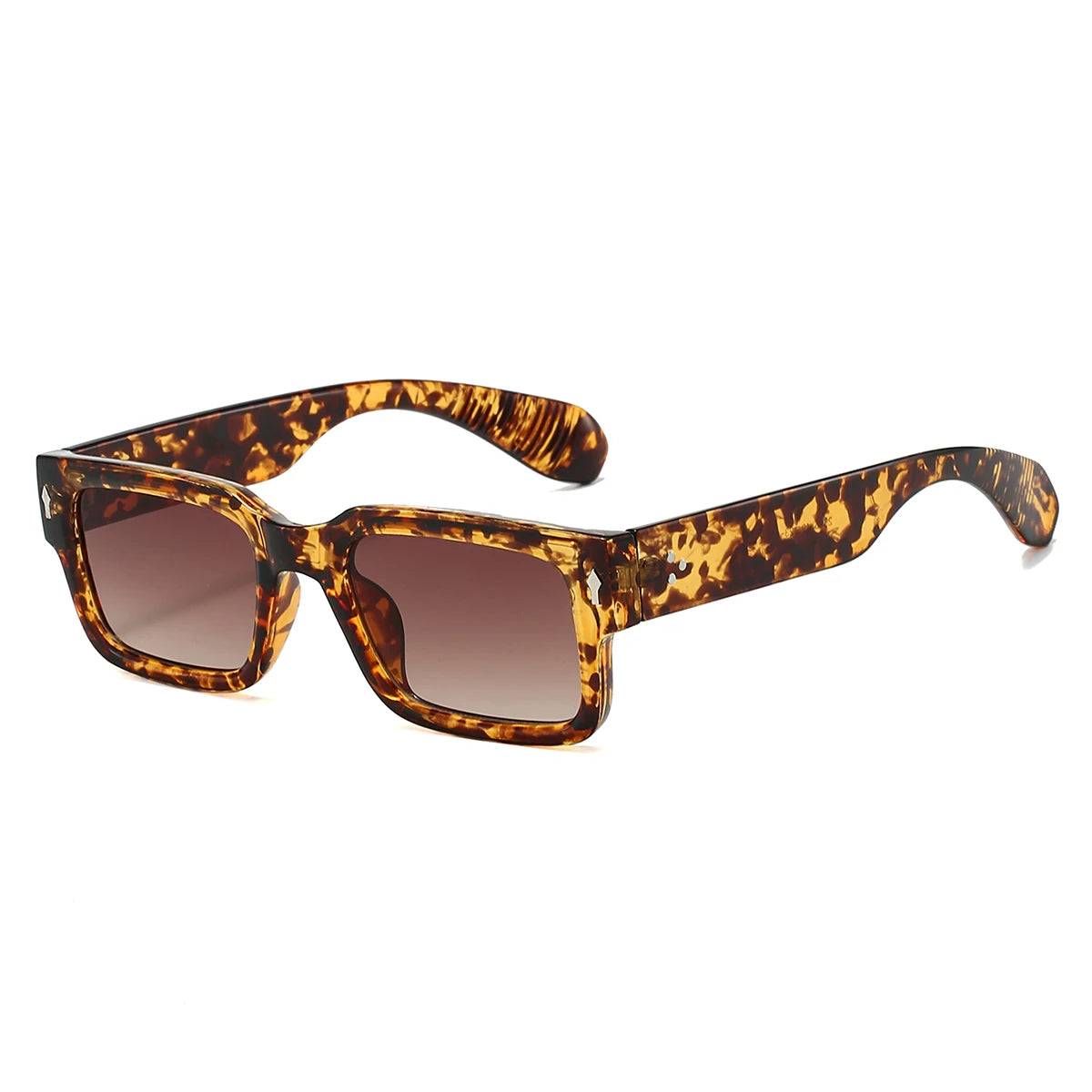 Lunettes de Soleil Carrées Ergonomiques avec Bras en Écaille de Tortue et Verres UV400 – Style Rétro Moderne pour Homme et Femme 7