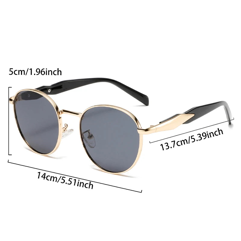 Lunettes de Soleil Ronde Femme avec Protection UV400 et Accents en Métal - Style Rétro Écailles 4