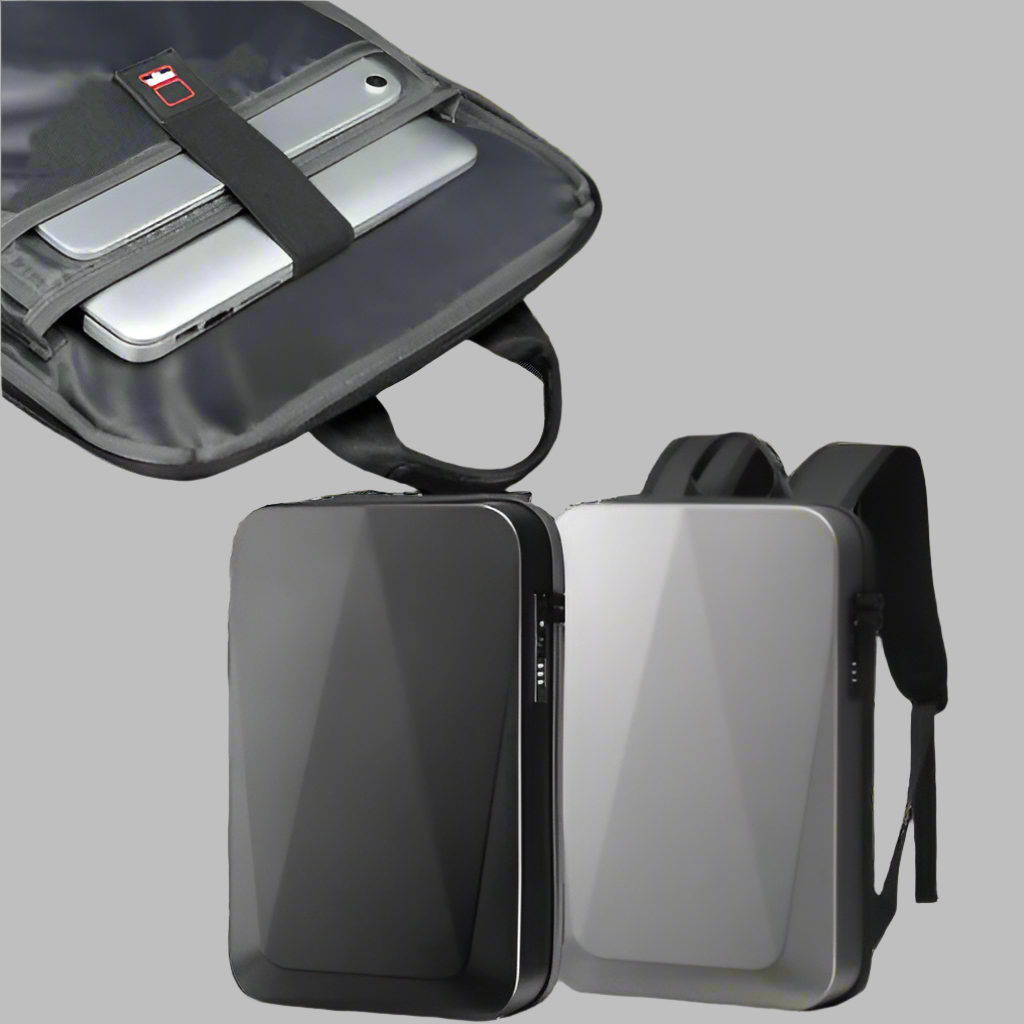 Sac à dos rigide 32L avec compartiments multiples, protection étanche pour ordinateur portable, idéal pour homme