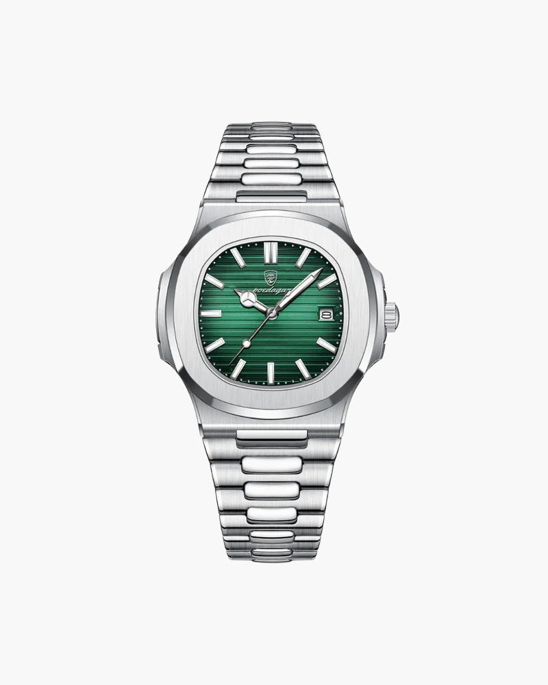 Montre Classique Homme Étanche en Acier Inoxydable avec Détails Lumineux - 41 mm, Quartz, Argenté 2
