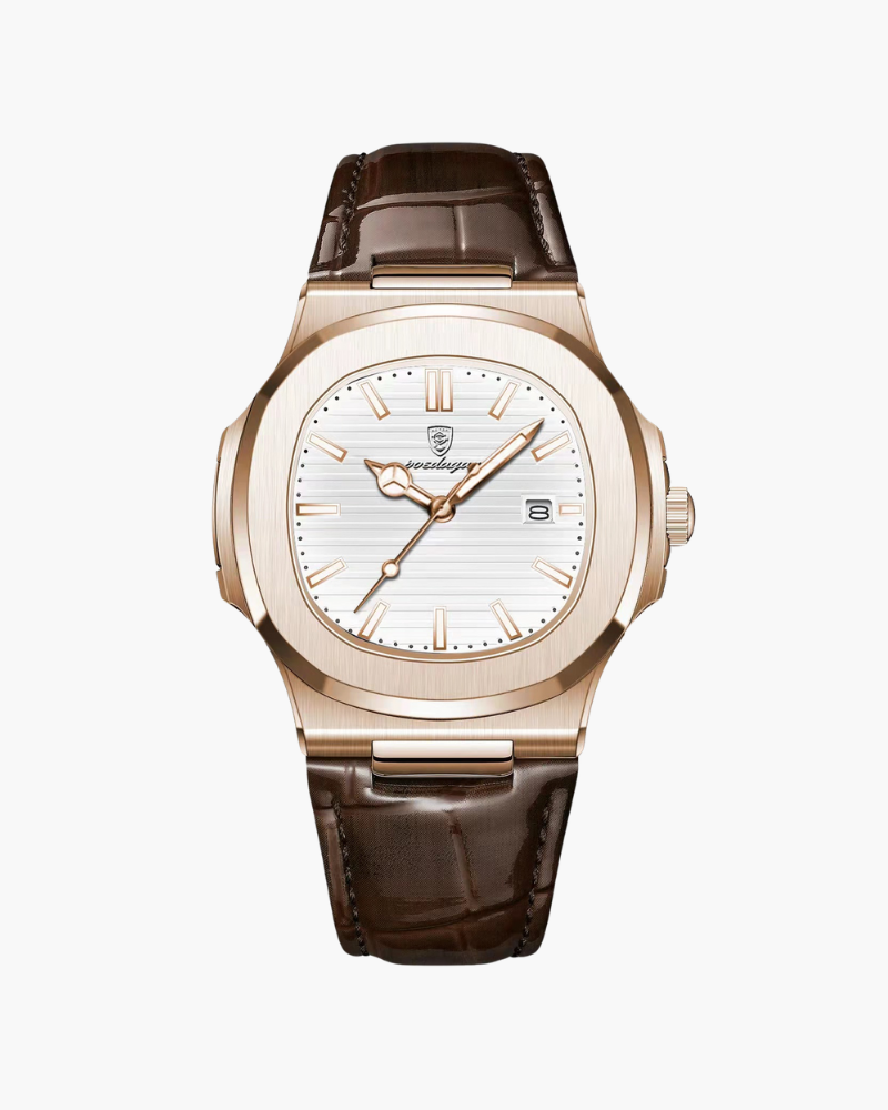 Montre Homme Cuir Lisbon avec Chronographe – Boîtier Acier Inoxydable 41MM, Bracelet Montre Cuir Élégant 3