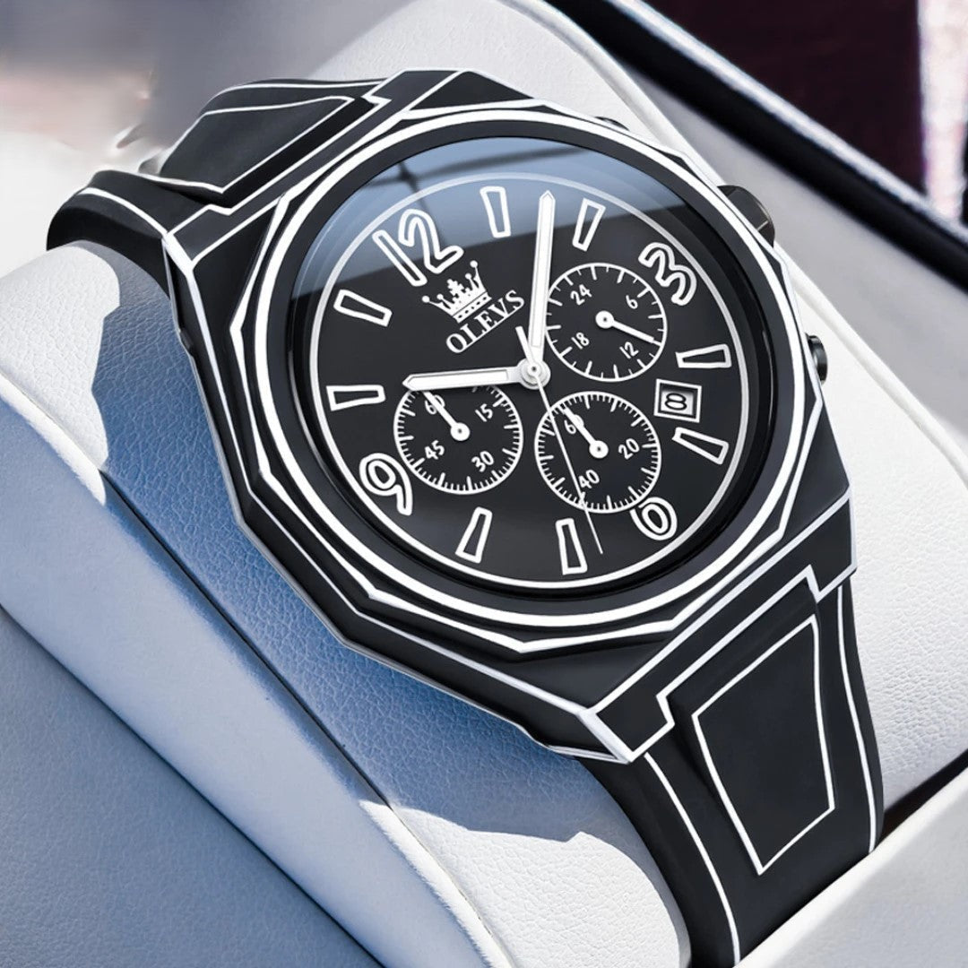 Montre Homme Hypervisuelle à Quartz Précis, Design 3D, Résistance à l'Eau 3ATM, Aiguilles Lumineuses, Chronographe Multifonction 2