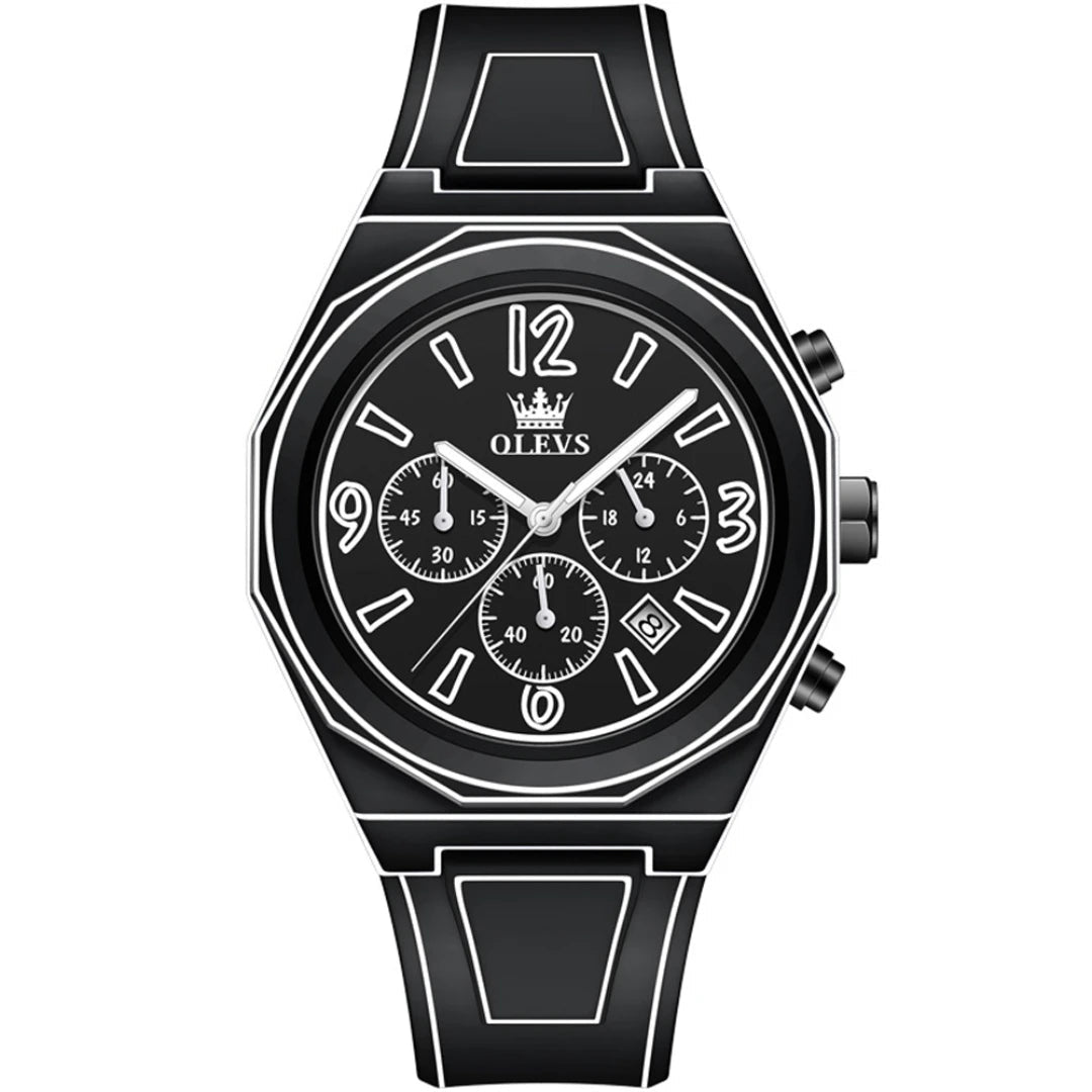 Montre Homme Hypervisuelle à Quartz Précis, Design 3D, Résistance à l'Eau 3ATM, Aiguilles Lumineuses, Chronographe Multifonction 3