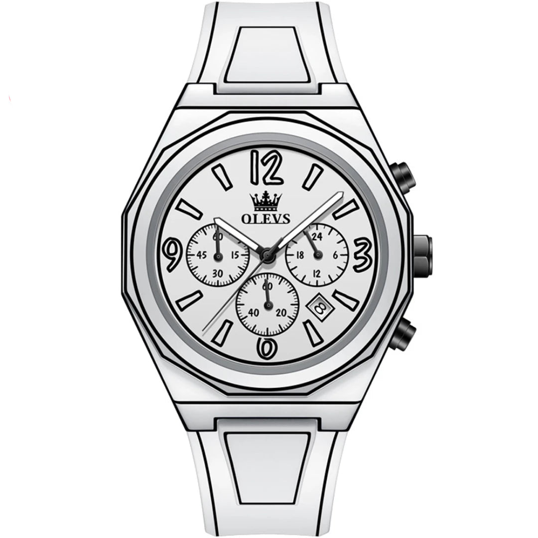 Montre Homme Hypervisuelle à Quartz Précis, Design 3D, Résistance à l'Eau 3ATM, Aiguilles Lumineuses, Chronographe Multifonction 4