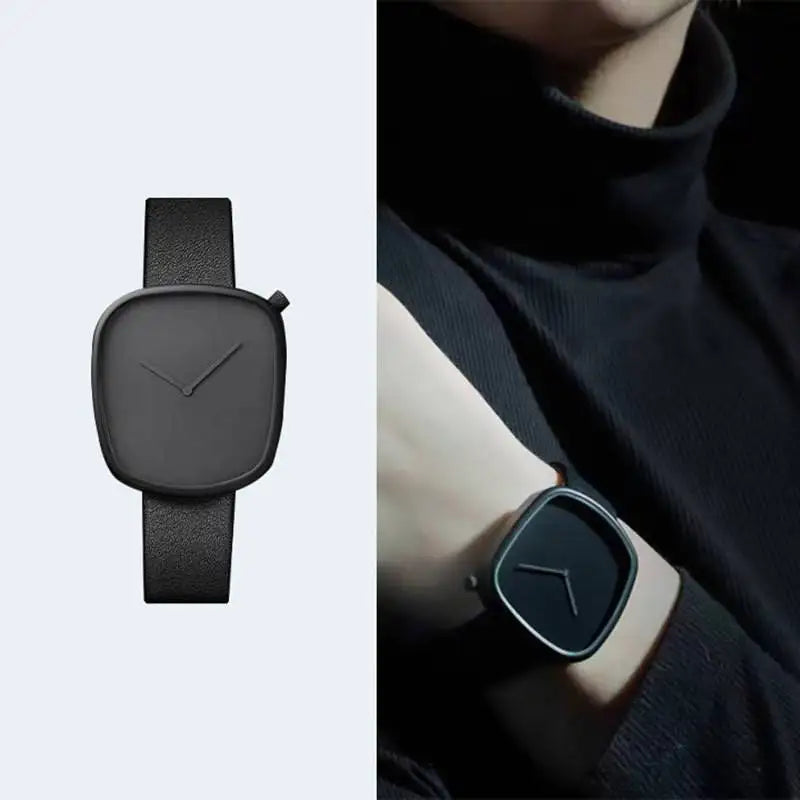 Montre Homme Minimaliste Ultra Fine en Cuir Noir - Élégance Intemporelle 2
