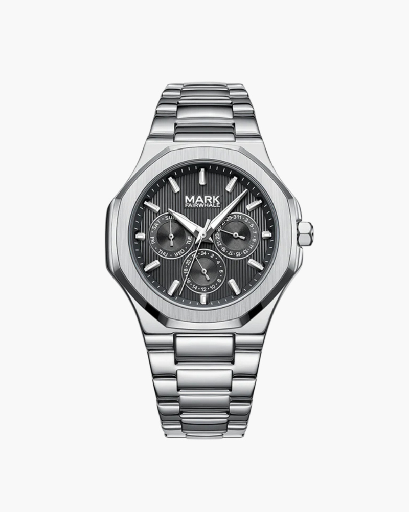 Montre Homme en Acier Inoxydable Étanche avec Système de Fermeture Facile – 41 mm, Style Moderne, Détails Phosphorescents 2