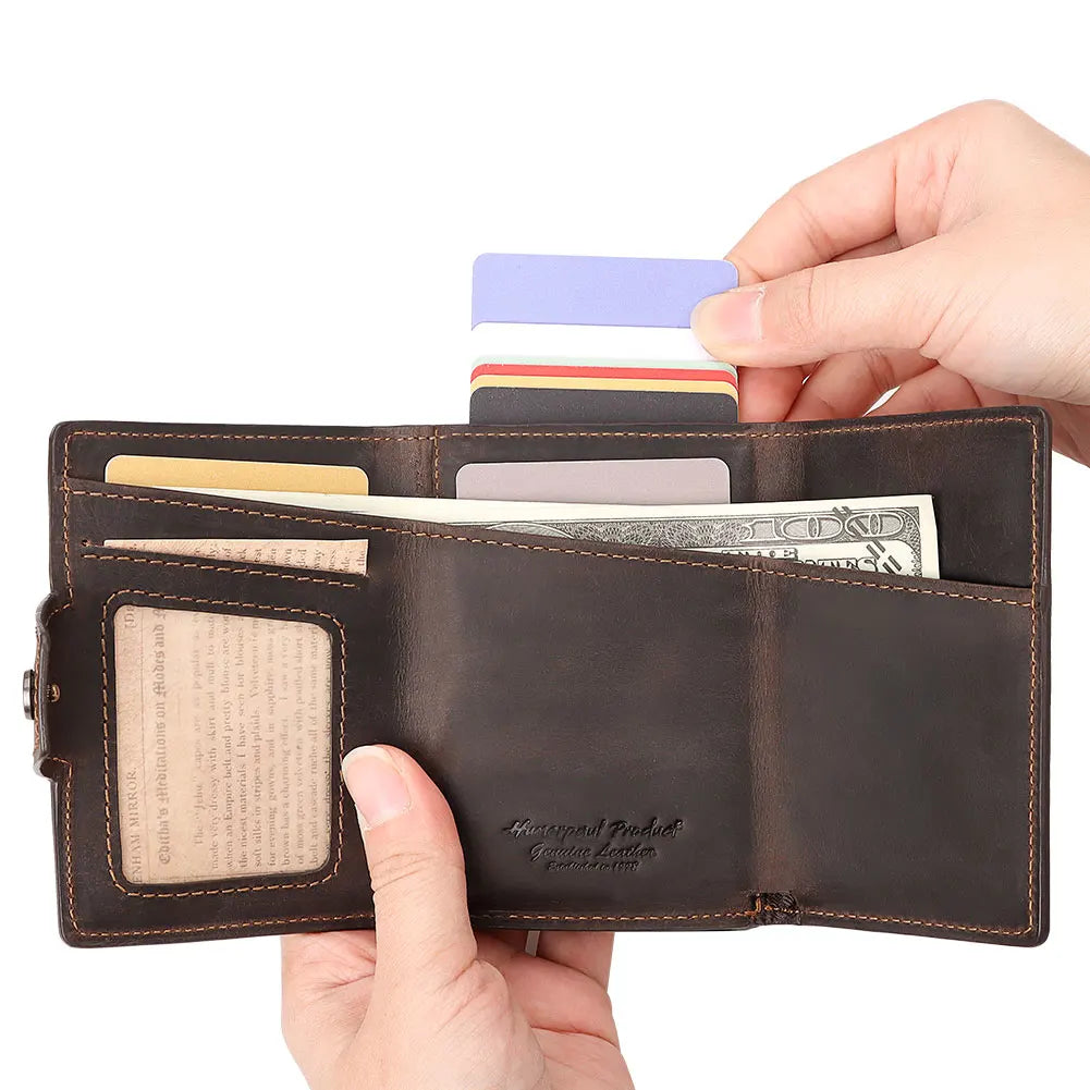 Portefeuille Homme Cuir de Vachette avec Protection RFID et Support Apple AirTag 3