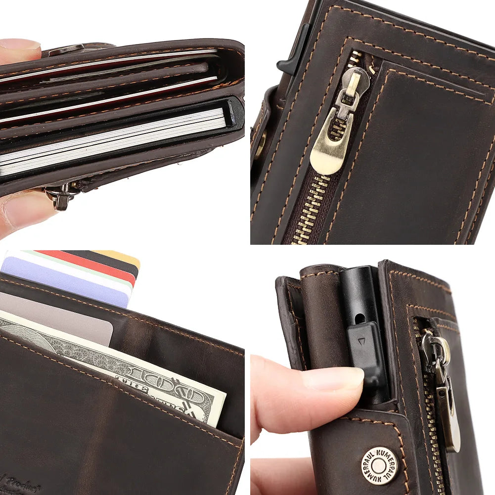Portefeuille Homme Cuir de Vachette avec Protection RFID et Support Apple AirTag 4