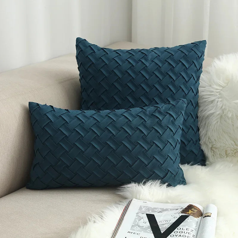 Variant image for Housse de coussin pour canapé en daim fait à la main – 45x45 cm et 30x50 cm, Décoration Élégante et Confortable-7