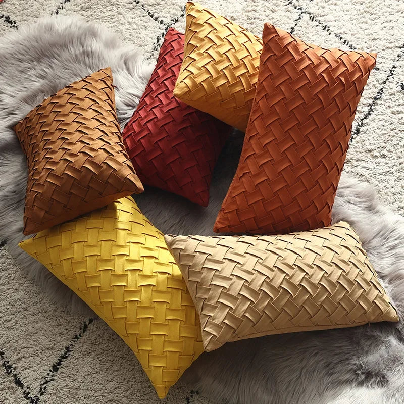 Housse de coussin pour canapé en daim fait à la main – 45x45 cm et 30x50 cm, Décoration Élégante et Confortable