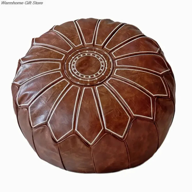 Variant image for Pouf Décoratif Marocain Vegan en Cuir PU – Design Bohème Écologique, Diamètre 58 cm, Idéal comme Siège d'Appoint ou Coussin de Méditation-2