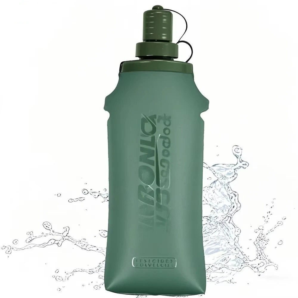 Reusable Foldable Water Bottle for Marathon – Capacity 250 ml and 500 ml, Lightweight and Practical Design, Blue and Green Colors