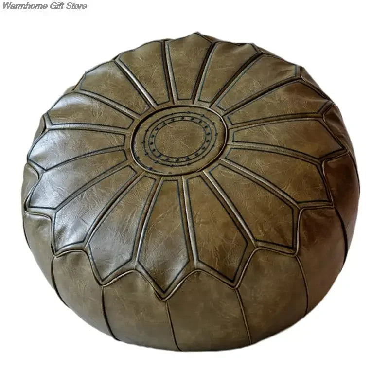 Variant image for Pouf Décoratif Marocain Vegan en Cuir PU – Design Bohème Écologique, Diamètre 58 cm, Idéal comme Siège d'Appoint ou Coussin de Méditation-3