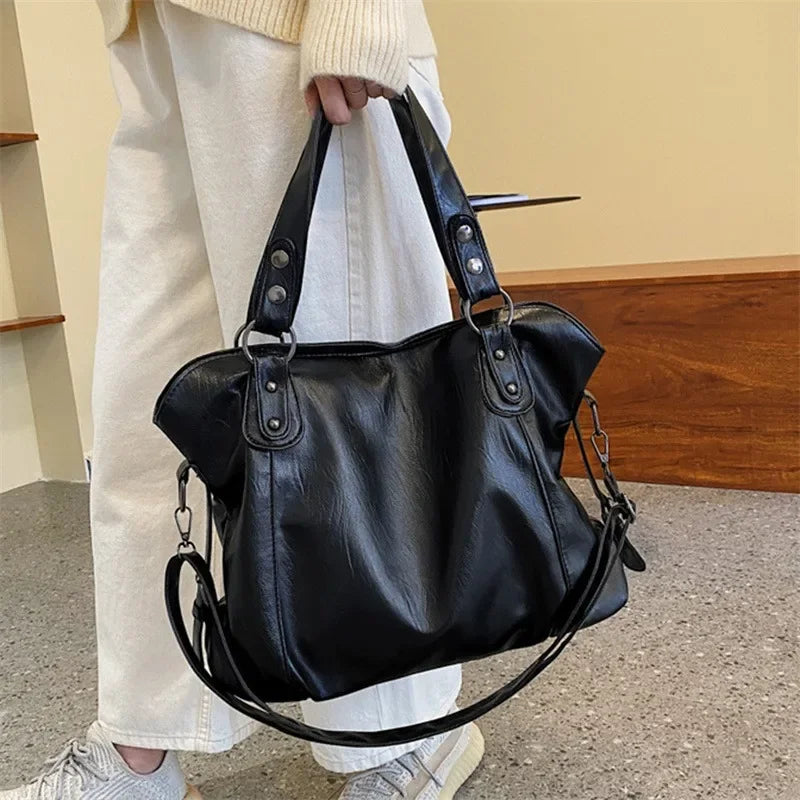 Sac À Main Femme Cuir PU Souple - Sac Bandoulière Tendance Multi-Compartiments 2