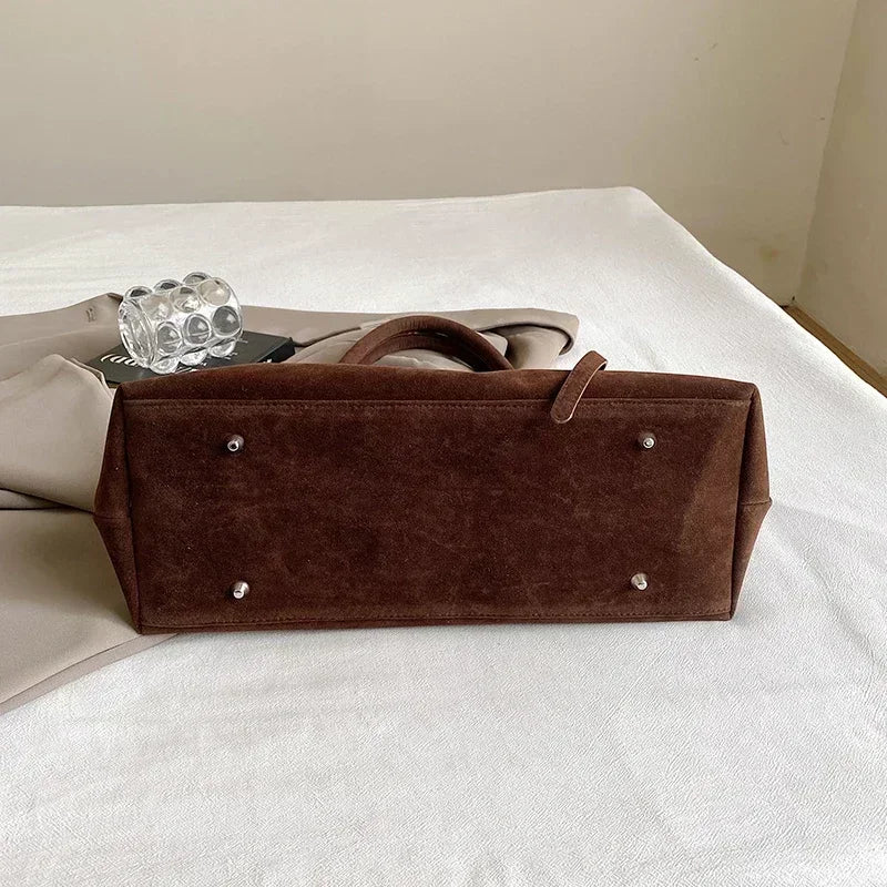 Sac À Main Femme En Suède Synthétique Avec Boucle Décorative - Grande Capacité 2