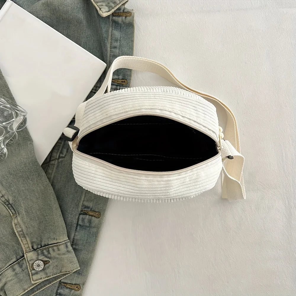 Sac Bandoulière Femme Velours Côtelé Harajuku - Élégance Vintage Polyvalente 3