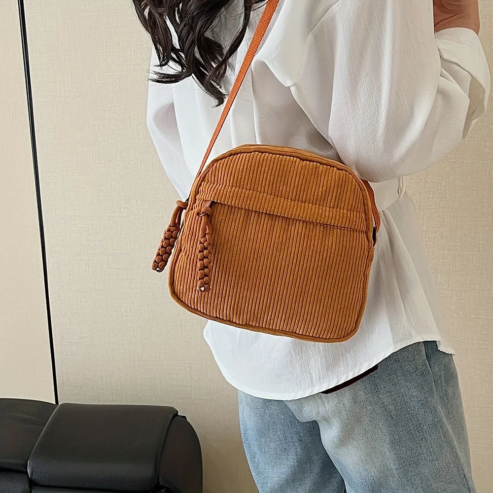 Sac Bandoulière Femme Velours Côtelé Harajuku - Élégance Vintage Polyvalente 4