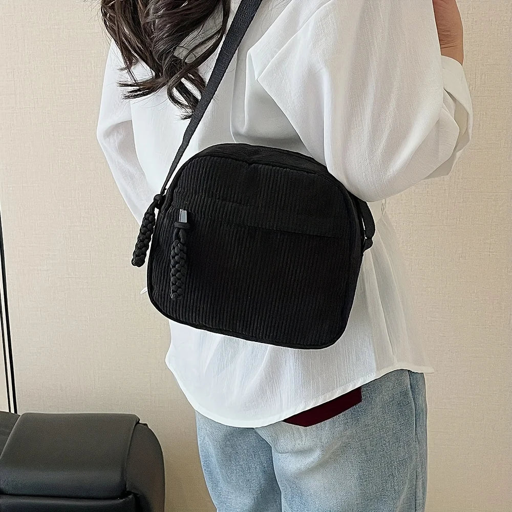 Sac Bandoulière Femme Velours Côtelé Harajuku - Élégance Vintage Polyvalente 5