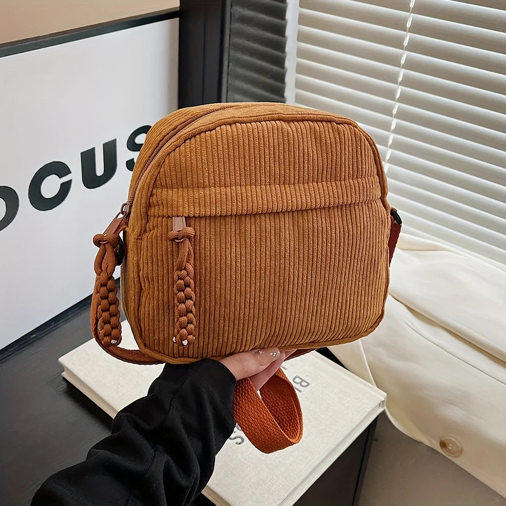 Sac Bandoulière Femme Velours Côtelé Harajuku - Élégance Vintage Polyvalente 9