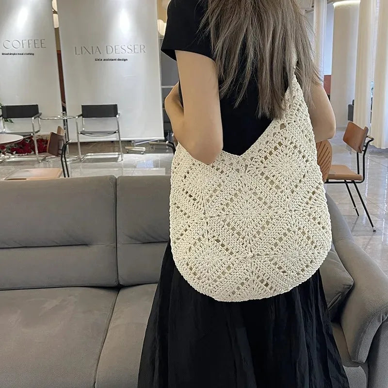 Sac Bandoulière Femme en Coton Tissé - Design Tendance et Grande Capacité 2
