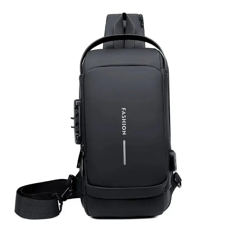Sac Bandoulière Homme en Cuir PU - Sacoche Anti-Vol Multifonctionnelle avec Port USB 1