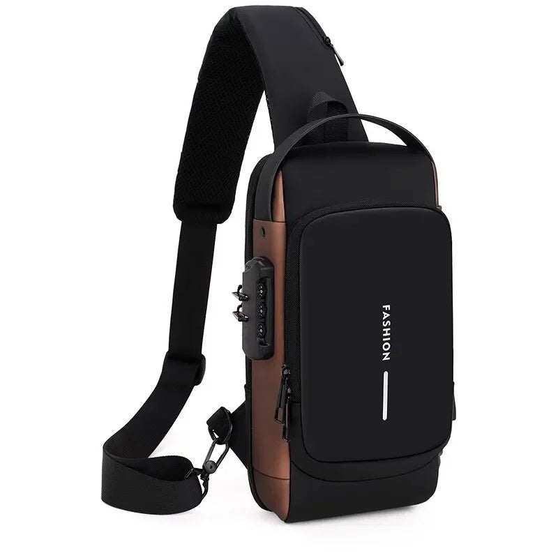 Sac Bandoulière Homme en Cuir PU - Sacoche Anti-Vol Multifonctionnelle avec Port USB 7