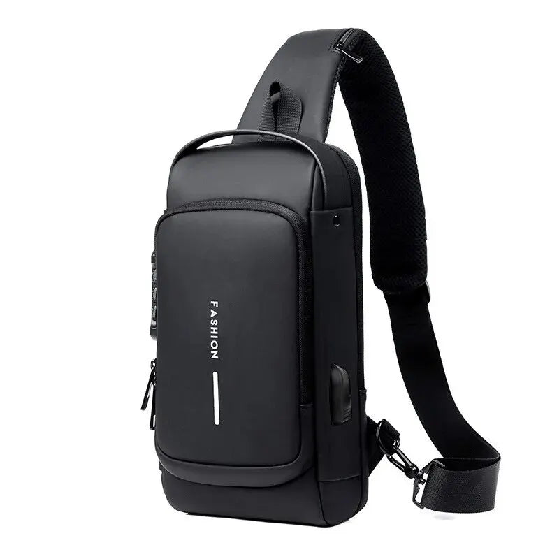 Sac Bandoulière Homme en Cuir PU - Sacoche Anti-Vol Multifonctionnelle avec Port USB 8