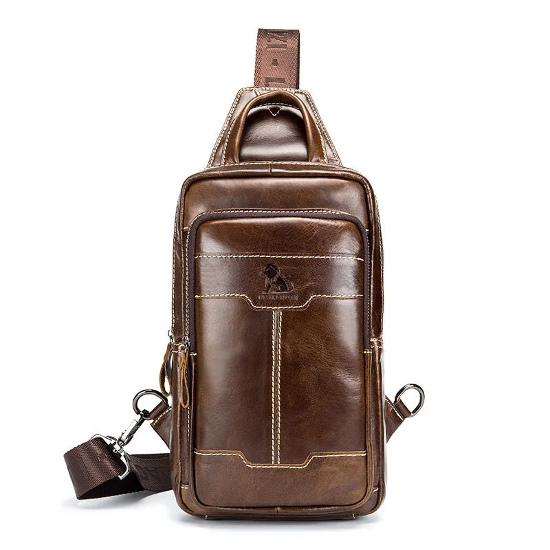 Sac à bandoulière en cuir de vachette pour homme - Sac vintage en cuir huilé 0