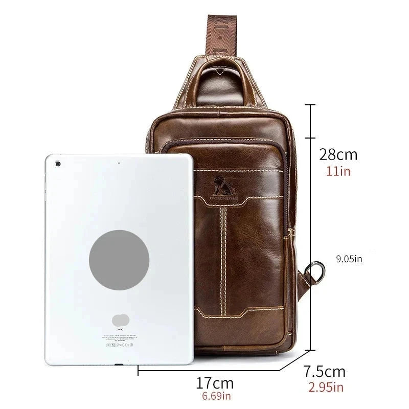 Sac à bandoulière en cuir de vachette pour homme - Sac vintage en cuir huilé 2