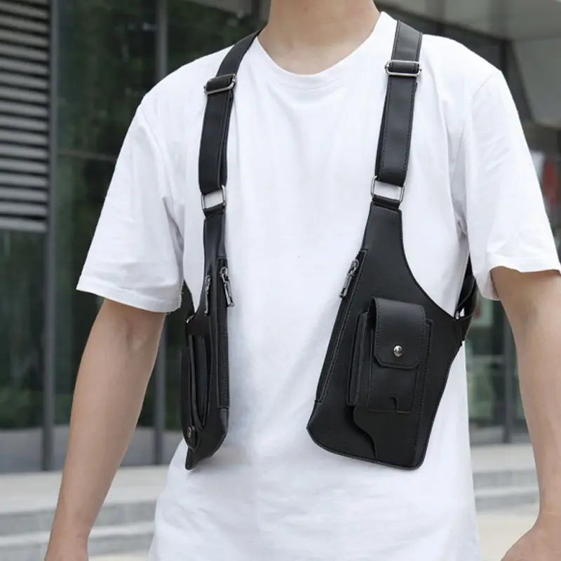 Sac à bandoulière en cuir médiéval anti-vol pour hommes - Poche de téléphone style viking 4