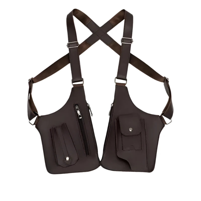 Sac à bandoulière en cuir médiéval anti-vol pour hommes - Poche de téléphone style viking 6