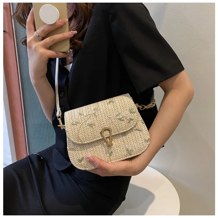 Sac à main femme Paille Taille M Floral Polyester 8