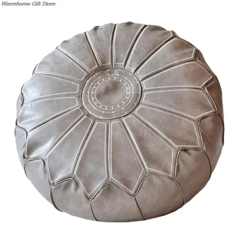 Variant image for Pouf Décoratif Marocain Vegan en Cuir PU – Design Bohème Écologique, Diamètre 58 cm, Idéal comme Siège d'Appoint ou Coussin de Méditation-4