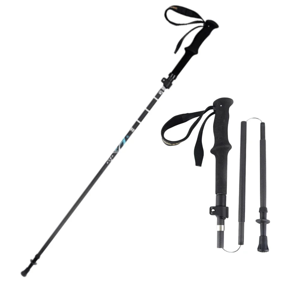 Bâtons de Randonnée Pliables en Fibre de Carbone Ultra Légers – Amortissement Anti-Choc pour Randonneurs