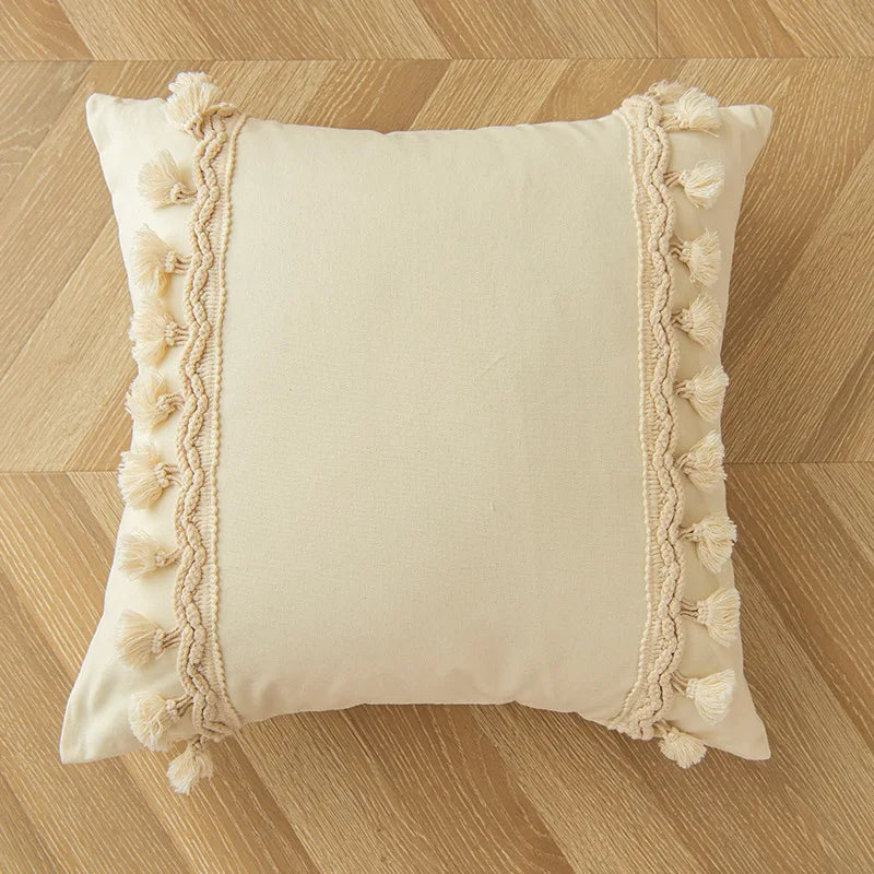 Variant image for Coussin Décoratif pour Canapé 45x45 cm en Polyester et Coton avec Pompons – Style Nordique Élégant pour Salon-3