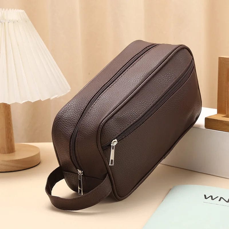 Trousse de Toilette en Cuir Imperméable Femme – Grande Trousse de Toilette Voyage avec Compartiments Organisés