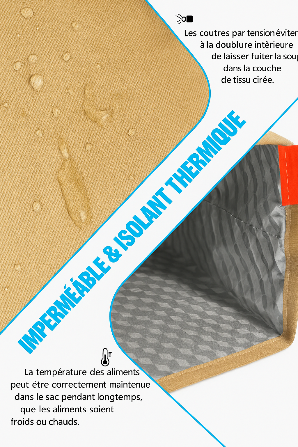 Sac Isotherme Pliable 80L en Toile Cirée - Idéal pour Pique-Nique et Camping
