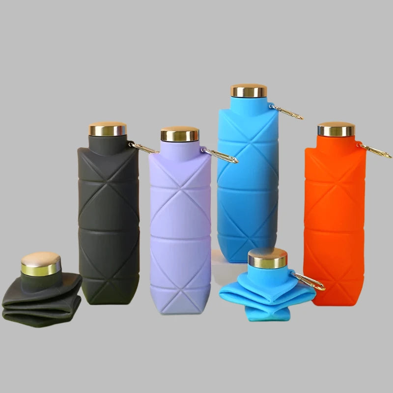 Bouteille d'Eau Pliable en Silicone 23 oz pour Activités de Plein Air - Bouteille Sport Portable et Durable