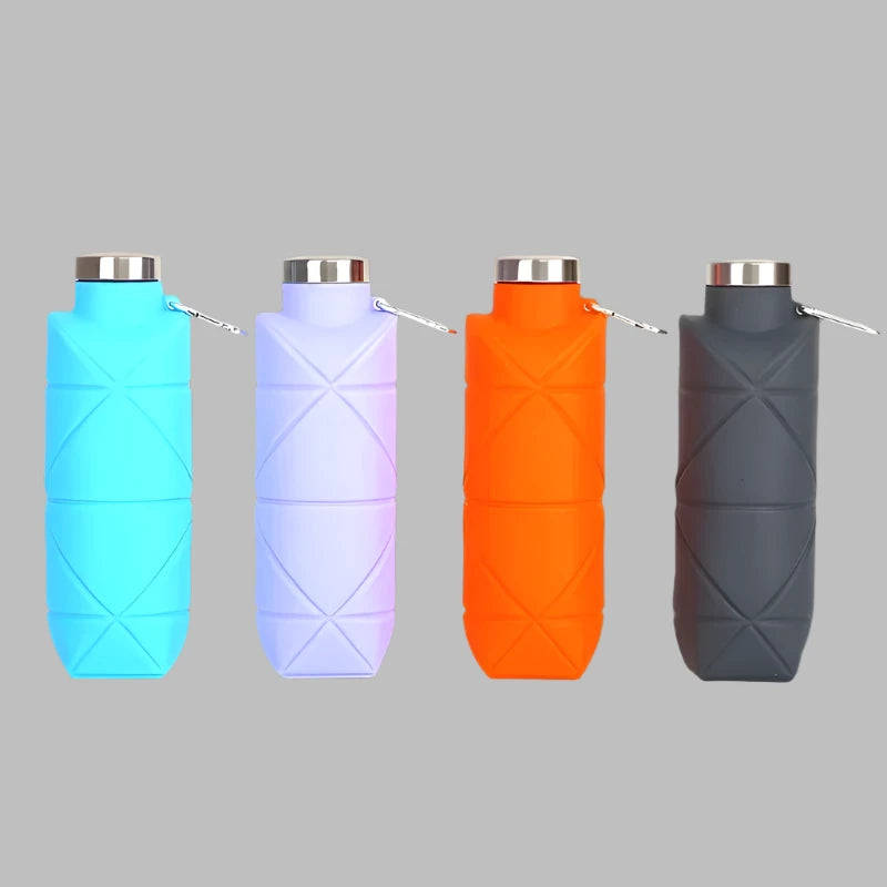 Bouteille d'Eau Pliable en Silicone 23 oz pour Activités de Plein Air - Bouteille Sport Portable et Durable