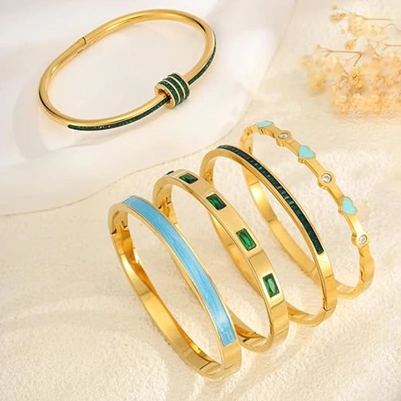 Bracelet Femme Bangle Acier Inoxydable Plaqué Or - Élégant et Tendance 2025 0