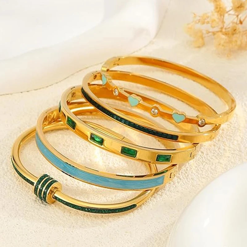Bracelet Femme Bangle Acier Inoxydable Plaqué Or - Élégant et Tendance 2025 1