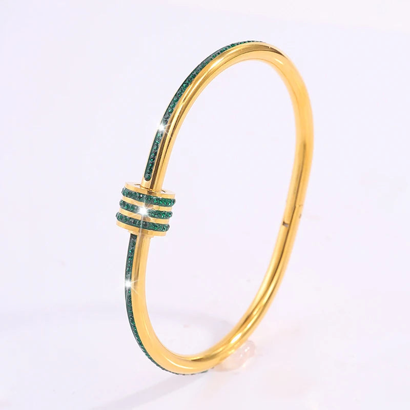 Bracelet Femme Bangle Acier Inoxydable Plaqué Or - Élégant et Tendance 2025 7